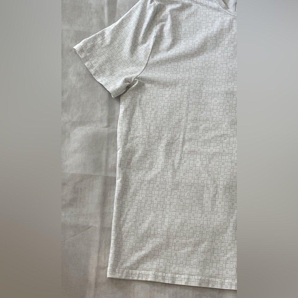 Express Patterned White Tee with Contrast Dark Gr… - image 3